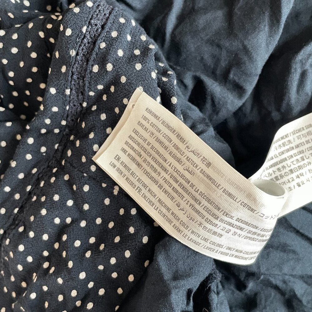 Abercrombie and Fitch Navy Blue Polka Dot Babydoll Mini Dress - Picture 5 of 5